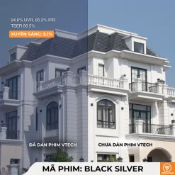 So sánh kính biệt thự trước và sau khi dán phim Black Silver