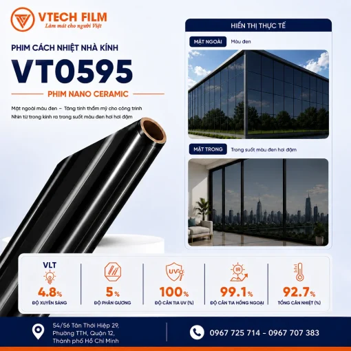 Phim cách nhiệt nhà kính VT0595 Nano Ceramic VTECH FILM