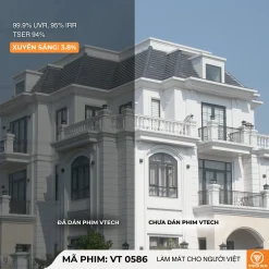 So sánh kính nhà ở trước và sau khi dán phim cách nhiệt VT0586