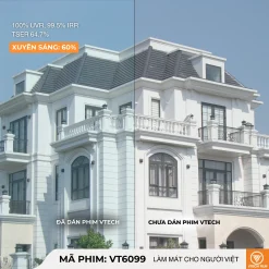 So sánh kính nhà ở trước và sau khi dán phim cách nhiệt VT6099