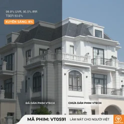 So sánh kính nhà ở trước và sau khi dán phim Nano Ceramic VT0591
