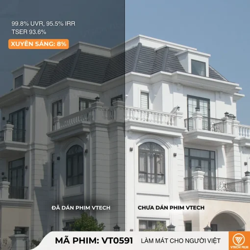 So sánh kính nhà ở trước và sau khi dán phim Nano Ceramic VT0591