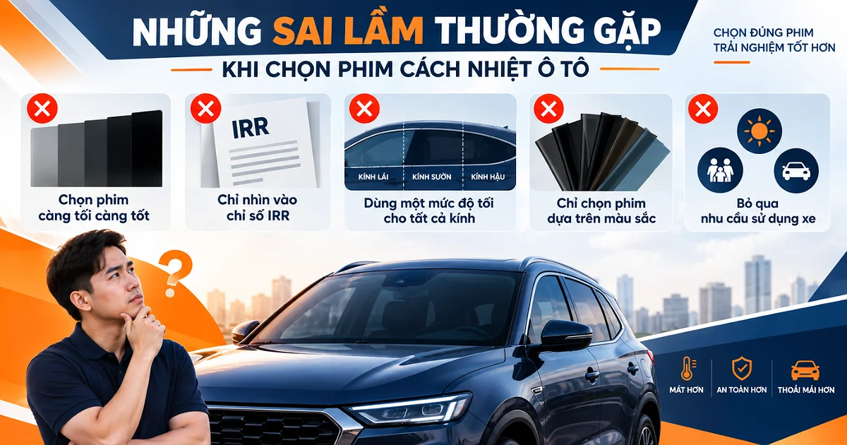 Lỗi thường gặp khi dán phim cách nhiệt ô tô