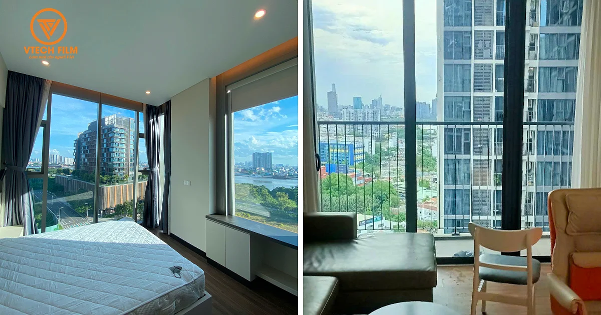 Dán kính chung cư bằng phim chính hãng VTECH FILM giúp giữ trọn tầm nhìn view đẹp