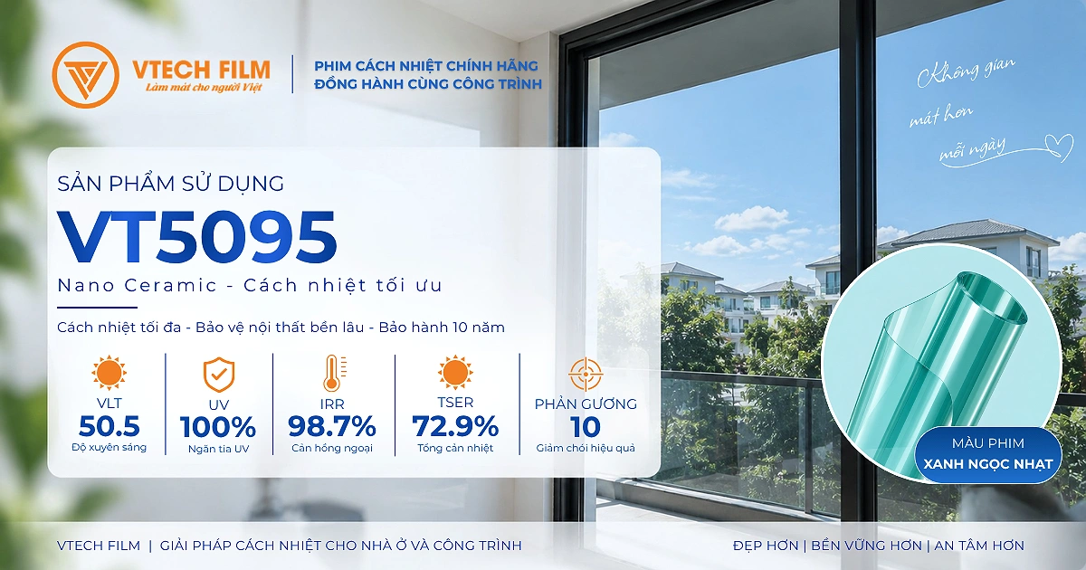 Mã phim VT5095 Nano Ceramic sử dụng trong dự án dán phim cách nhiệt showroom The Gió của VTECH FILM.