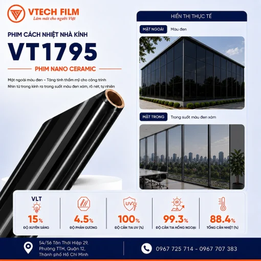 Phim cách nhiệt nhà kính VT1795 Nano Ceramic cao cấp