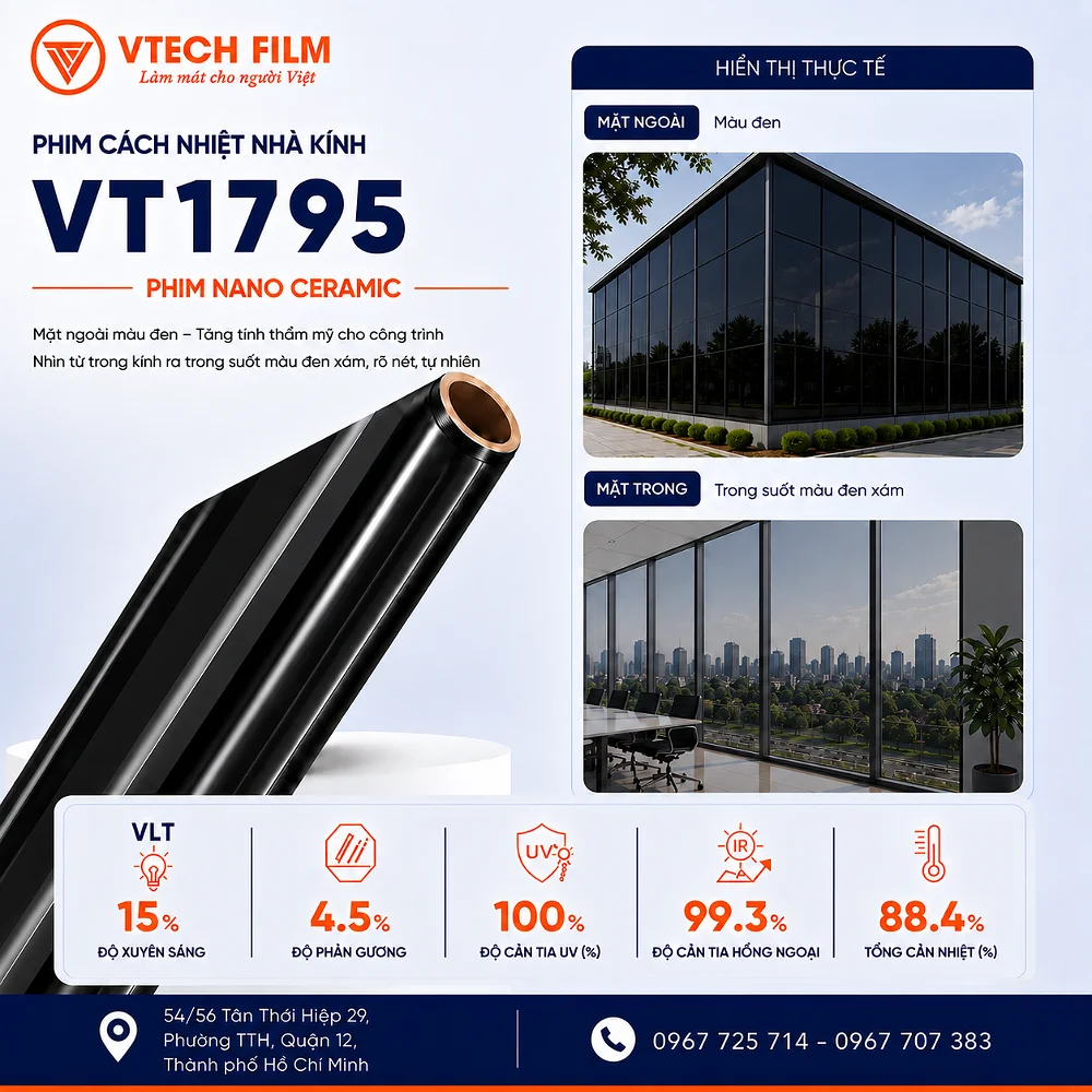 Phim cách nhiệt nhà kính VT1795 Nano Ceramic cao cấp
