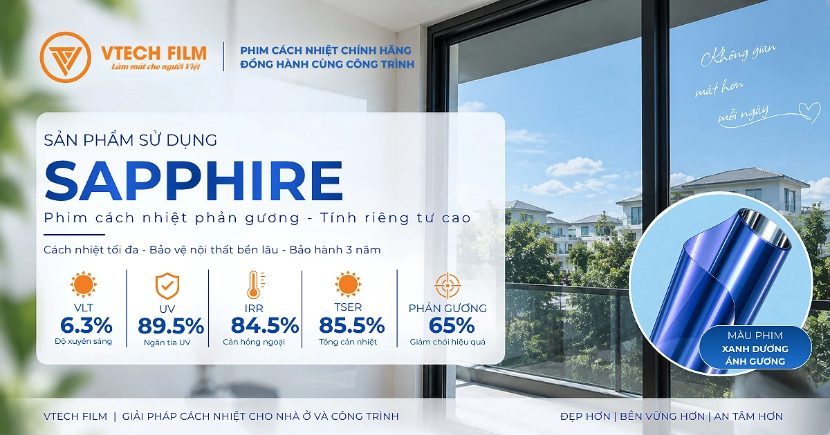 Thông số kỹ thuật phim cách nhiệt phản gương Sapphire