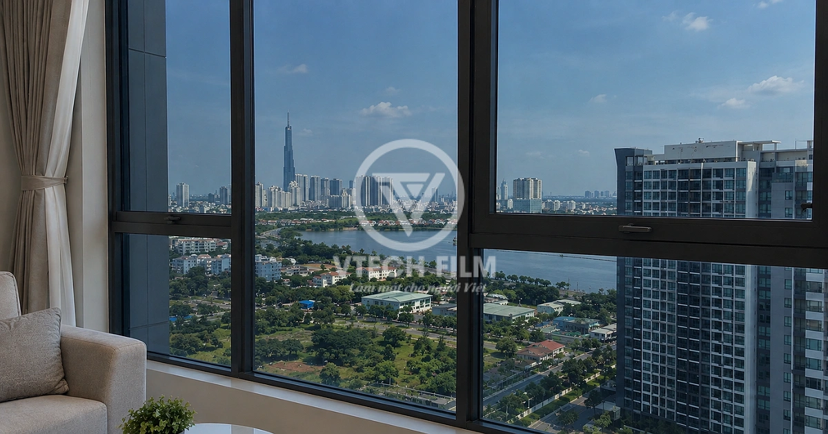 Dán kính chung cư quận 2 cho cửa kính phòng khách căn hộ