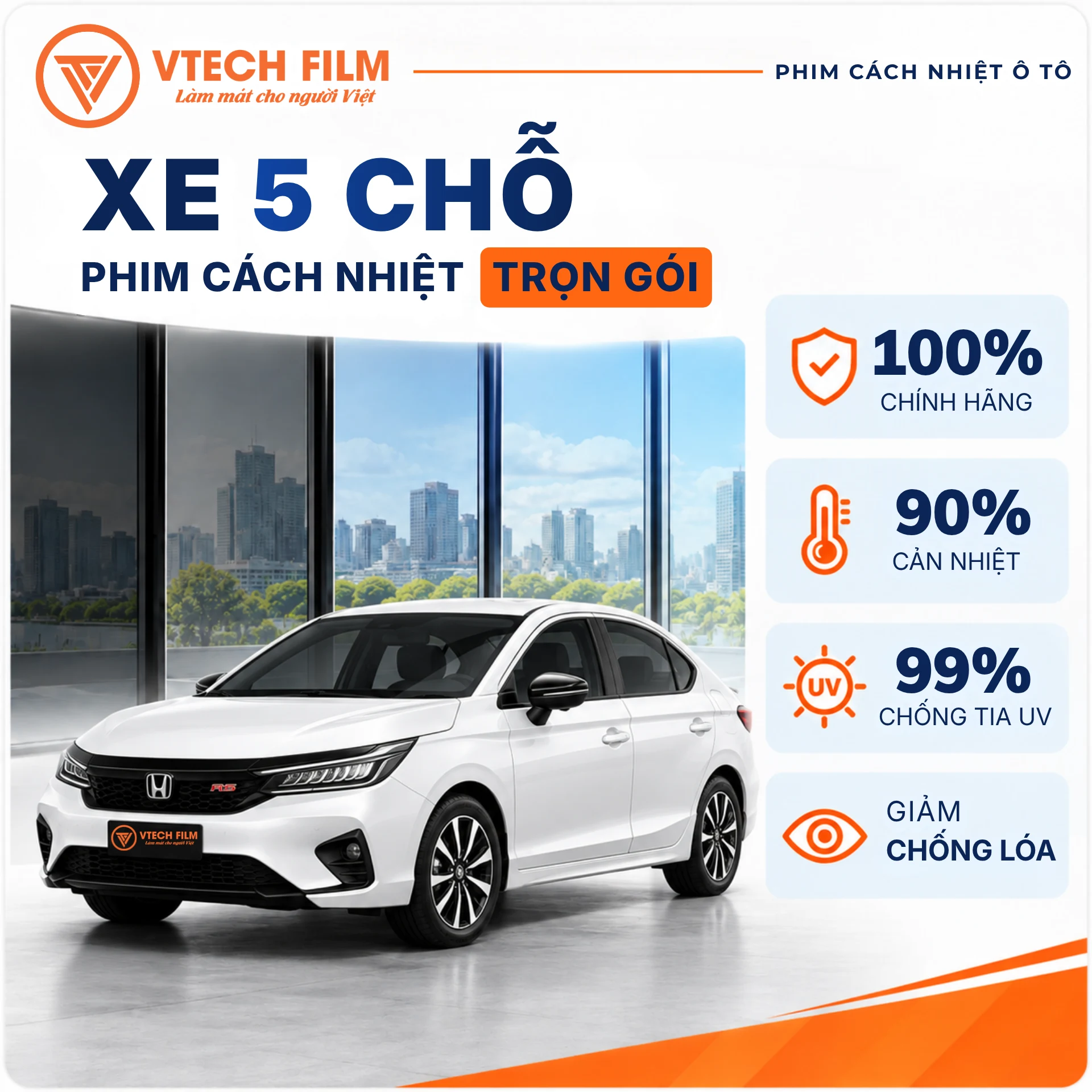 Bảng giá dán phim cách nhiệt xe 5 chỗ trọn gói