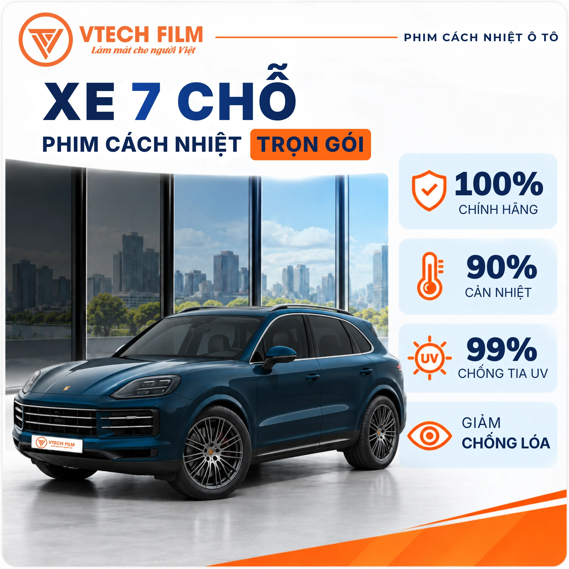 Bảng giá dán phim cách nhiệt xe 7 chỗ trọn gói