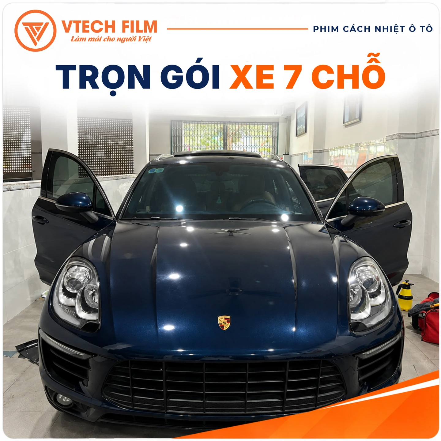 Xe SUV Porsche dán phim cách nhiệt trọn gói tại VTech Film