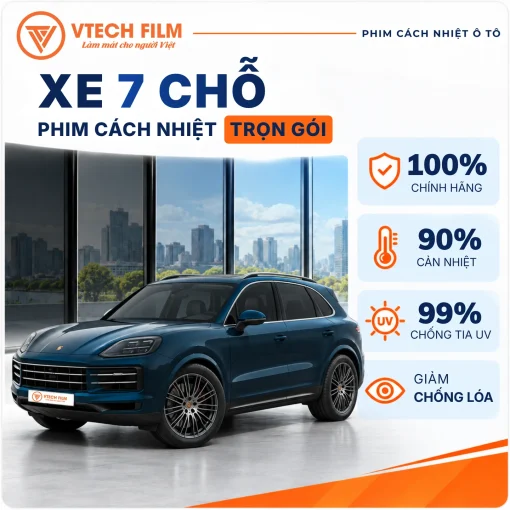 Phim cách nhiệt trọn gói xe 7 chỗ chính hãng Vtech Film