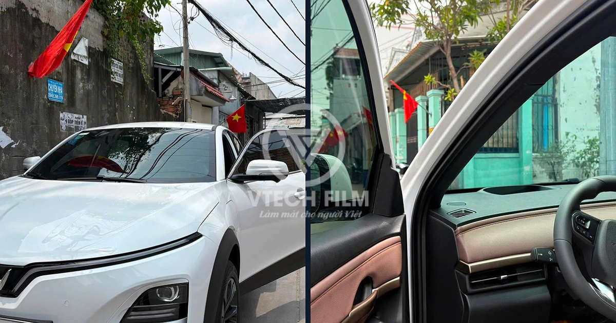 Kính lái trong suốt và kính sườn trước tối màu của xe sau khi dán phim cách nhiệt xe hơi quận 5